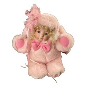 Artist Doll Ceramic Head Plush Bunny Body Mythical Woodland Creature 90s Vintage